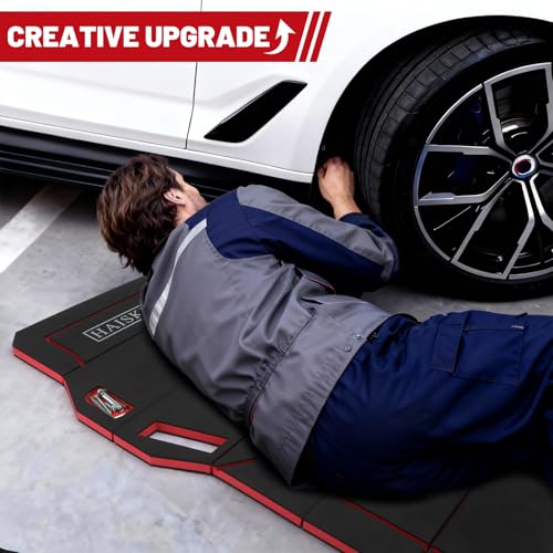 Foldable Mechanic Kneeling Pad,22.44" Wide EVA Foam Mat,1 Pack,Red - color: Red & Black
