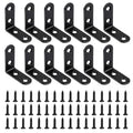 12 PCS 1.57'' x 1.57'' Stainless Straight Flat Brackets, Black Flat Metal Brace Bracket, Support Flat Metal Brace for Wood Furniture, Mending Plate Connector Joining Bracket for Fence,48 Screws - size: 1.57 x 1.57 in