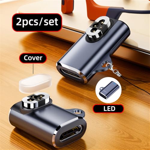 2pcs/lot Magnetic Charging Adapter USB Type-C to 4-Pin Horizontal Vertical Rhomboid Contacts Compatible with Bone Conduction Headphone S70 - style: Rhomboid