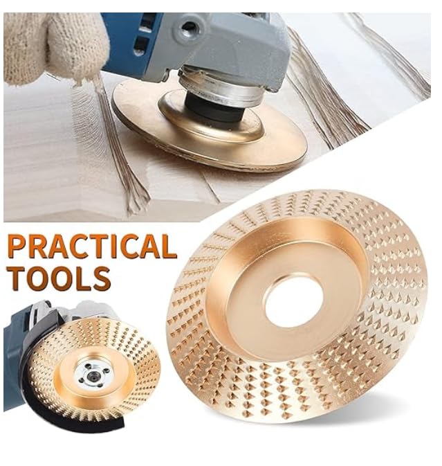3Pcs Wood Carving Disc Set for 4.5 Inch Angle Grinder, Grinding Shaping Wheel Sanding Polishing Pad, Stump Removal Cutting Wheel Rotary Tool Attachments for Woodworking (3)