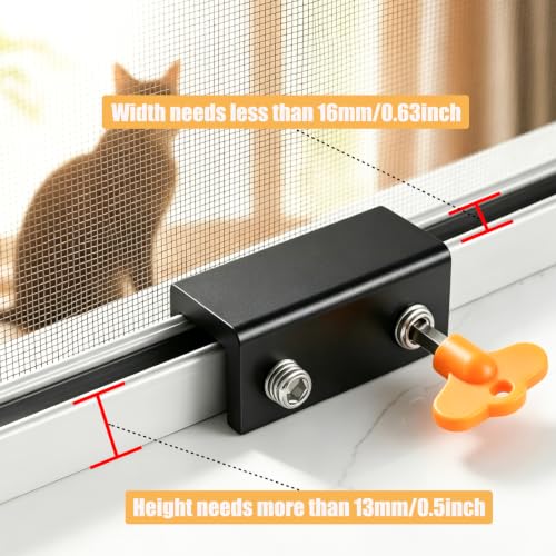 4 Sets Sliding Window Locks, Sliding Door Lock with Keys, Black - color: Black