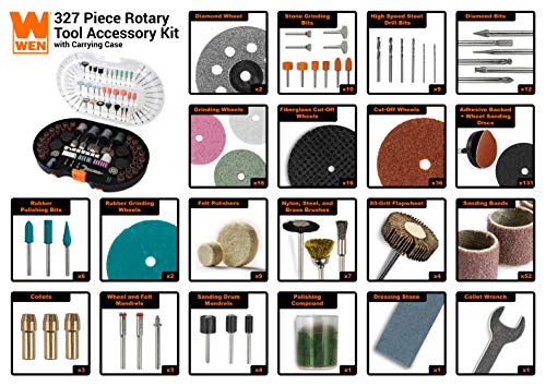 WEN 230327A 327-Piece Rotary Tool Accessory Kit with Carrying Case - size: 327 Pieces