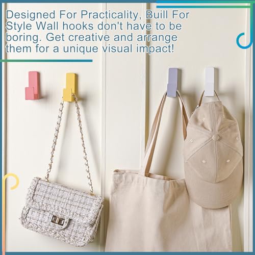 Teenyyou 6 Pcs Cute Kids Wall Hooks Adhesive for Backpack Colorful - color: Colorful