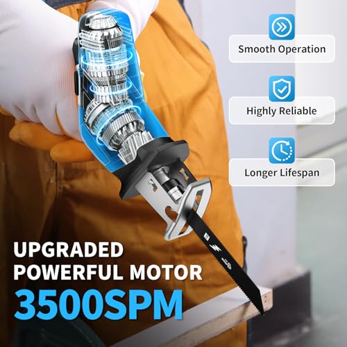 FULLYEA Reciprocating Saw Cordless, 3500SPM Variable Speed, 2x2.0Ah Battery