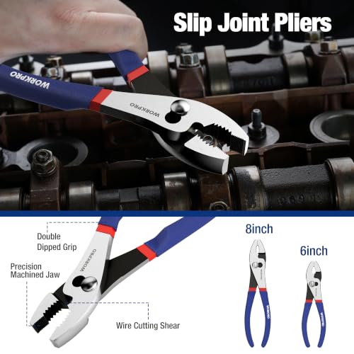 WORKPRO 7-Piece Pliers Set, Pliers Tool Set with Comfort Grip, Blue - color: Blue