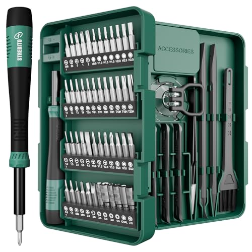 STREBITO 64PCS Mini Precision Screwdriver Set with Torx, Triwing, Pentalobe - color: Green
