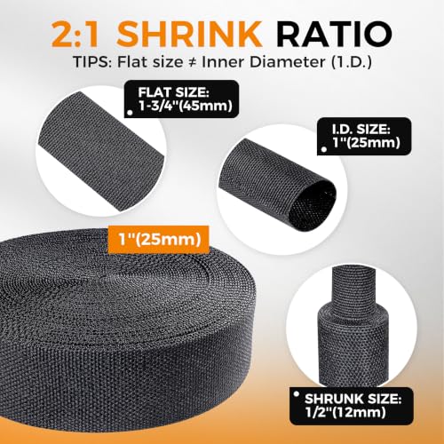 Automotive Heat Shrink Wire Sleeve Cord Protector 1''-66ft - size: 1"-66ft