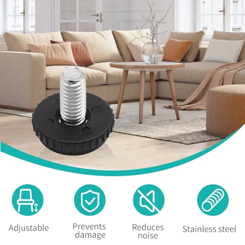 24 Pack 5/16-18 Adjustable Stainless Steel Feet Levelers Furniture Levelers with Threaded Inserts for Chairs Tables Cabinet Patio Furniture