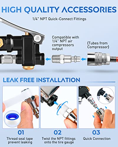 Nilight Tire Inflator with Digital Pressure Gauge 250PSI Heavy Duty - color: Tire Pressure Gauge Style 3