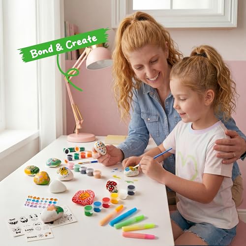 Rock Painting Kit- Glow in The Dark Rock Kit, Arts and Crafts for Kids Ages 6-12, Art Supplies Toy, Kids Craft Paint Kits, Arts & Crafts for Boys Girls Birthday Party Gift Toy - style: Glow in the Dark