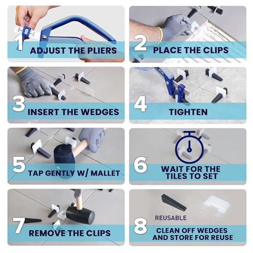 Peygran Tile Leveling System 1/32" (1MM): 300 Tile Leveling Clips for Lippage Free Tile and Stone Installation for PRO and DIY. The Most Precise and Reliable Product on The Market.
