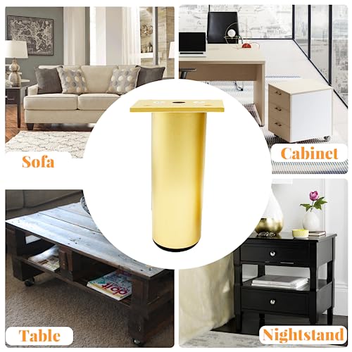 4-Pack Adjustable Aluminum Alloy Furniture Legs 4" Height Gold - color: Gold, size: 4 Inch