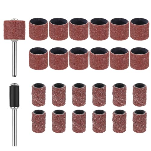 26 Pack Pet Nail Grinder Replacement Kit Sanding Drum Set with Grit Sanding Bands Dog Nail Smoother Dog Claw Care Pet Claw Grooming Supplies, 2 Sizes 1/2 Inch 120 Grit /0.31 inches 80 Grit