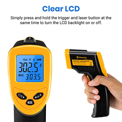Etekcity Infrared Thermometer Laser Temperature Gun, -58°F~1130°F - color: Light Yellow, style: Advanced