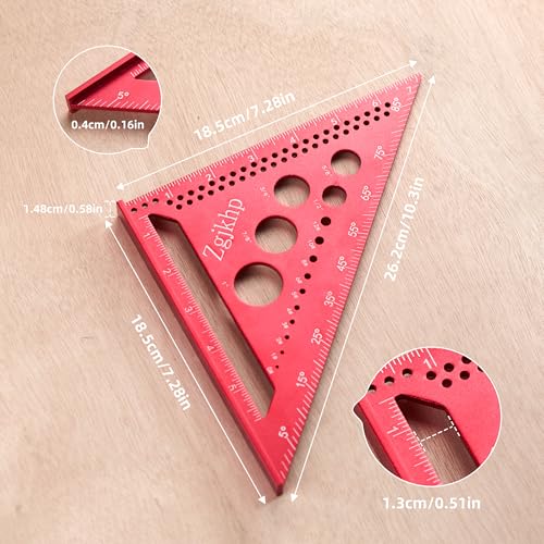 Metal Square 7 Inch Carpenter Square Tool-Versatile Aluminum Rafte Square for Accurate Measuring and Marking,Includes Carpentry Pencil+Leads