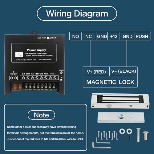 Electromagnetic Door Lock 12V DC Fail-Safe, 1200LBS Heavy-Duty Magnetic Lock, Surface-Mount for Metal & Wooden Doors, Office & Commercial Access Control - color: E-1200LBS Lock