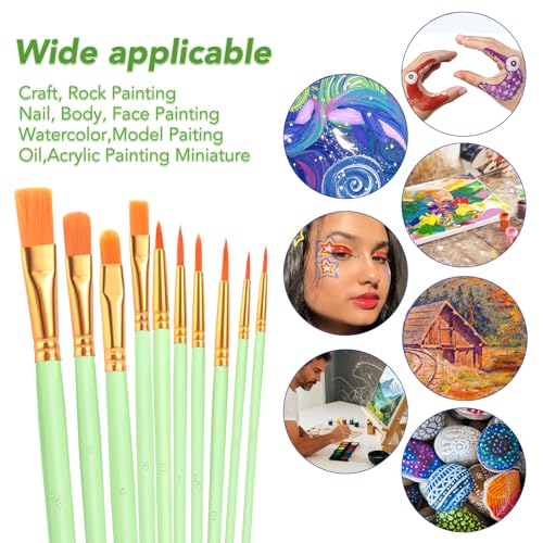 ESRICH 80PCS Paint Brushes, Paint Brush for Acrylic Painting - color: Green, size: 80