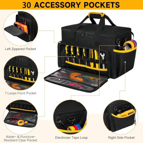 Tool Bag 15-Inch, Heavy-Duty Tool Storage Organizer, Portable Tool Box Tote - color: Black