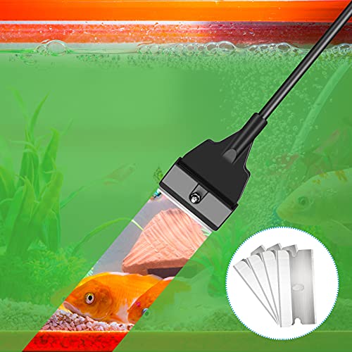 Honoson Aquarium Scraper 21.65 Aquariums Fish Tank Scraper Cleaner Kit with 5 Stainless Steel Blades Long Handheld for Fish Reef Plant Glass Tank