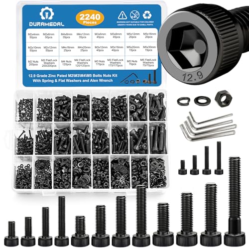 2240Pcs Metric Screws Assortment M2-M5 Hex Socket Head Cap Screws Bolts