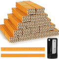 Honoson 200 Pcs Flat Construction Pencils with Printed Ruler Wood Graphite 2 Pcs Carpenter Pencil Sharpener for Woodworking Marking Tool(Wood) - color: Wood