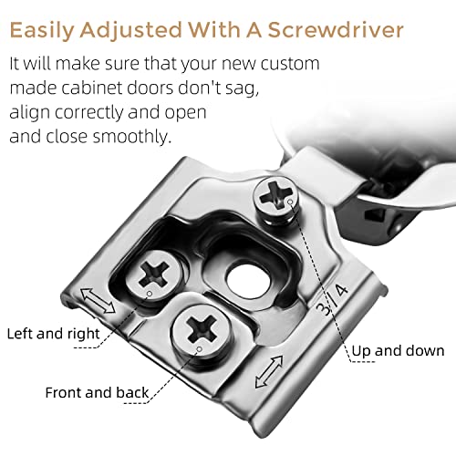 Ravinte 3/4 Inch Overlay Soft Close Hinge Kitchen Cabinet Hinges 60 Pack | 30 Pairs， Stainless Steel, Satin Nickel, Cabinet Hardware, Face Frame Fit, Adjustable For Kitchen, Cupboard, Furniture Doors - size: 3/4 inch Overlay