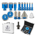 16-Piece Diamond Hole Saw Kit – Vacuum-Brazed Diamond Drill Bits for Tile, Porcelain Tile, Ceramic, Granite & Marble – Includes Finger Bits, Dust Guard, Adapter & Carrying Case