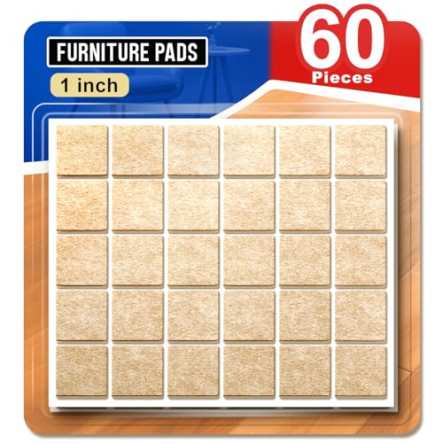 Ansible 60 PCS Felt Furniture Pads 1" for Hardwood Floors - size: 60 PCS 1" Beige, Square