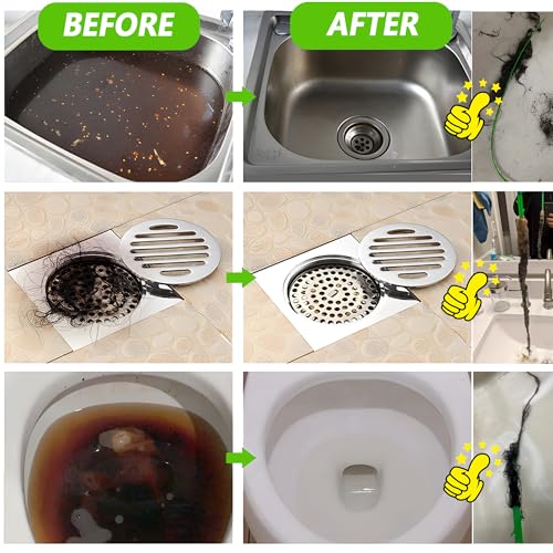 Drain Snake, Drain Clog Remover,Hair snake Tool Opener, sink snake for Sewer Kitchen Sink Bathroom Tub Toilet Clogged Drains Relief Cleaning Tool(1pc 25 Inch +1pc 20inch)
