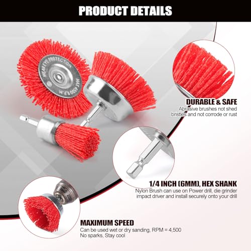 POLIWELL Nylon Wire Wheel Cup Brush Set, 6 Pack Drill Attachments