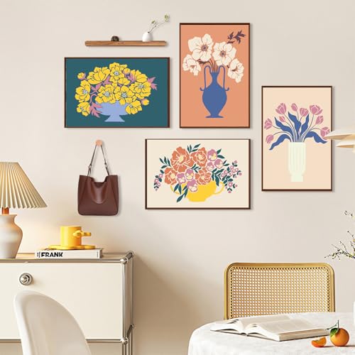 4 Pack Paint by Numbers Kit for Adults with Frame, Flowers & Floral Vase - color: OP4FUS2510-03