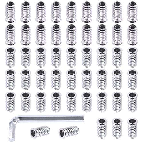 Swpeet 50Pcs 5/16"-18 x 25mm Carbon Steel White Zinc Plated Carbon Furniture Screw in Nut Threaded Wood Inserts Threaded Inserts Bolt Fastener Connector Hex Socket (5/16"-18 x 25mm) - size: 5/16"-18 x 25mm