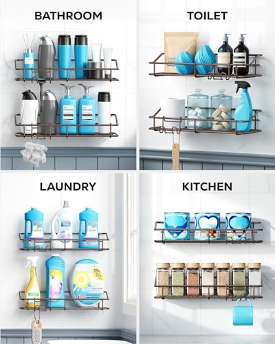 Nieifi Shower Caddy Adhesive, Shower Shelves, Shampoo Holder for Bathroom - color: Brown, size: 2 Pack
