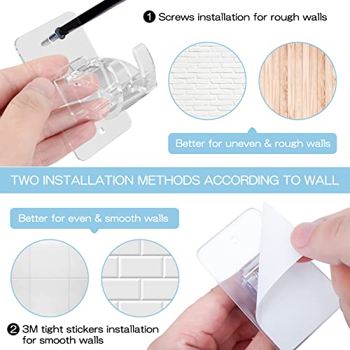 CIEMGNZOC 4PCS No Drill Curtain Brackets, Self-Adhesive Rod Holders, Adjustable Hooks for Rods Under 1.57 Inch (Transparent) - color: 4 Pcs Transparent
