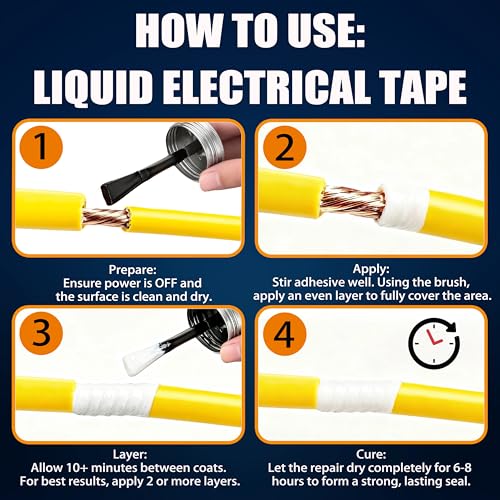5.29 oz Liquid Electrical Tape – Quick-Drying Insulating Glue, Waterproof & High Temp Resistant, Liquid Wire Insulation Rubber with Brush Cap for Wires, Cables, Outdoor Equipment (White) - color: White
