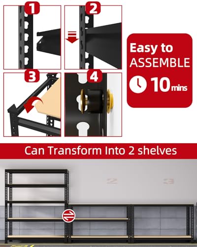 PrimeZone 5-Tier Garage Storage Shelves, Adjustable Metal Shelving, Black - size: 32"W x 16"D x 63"H