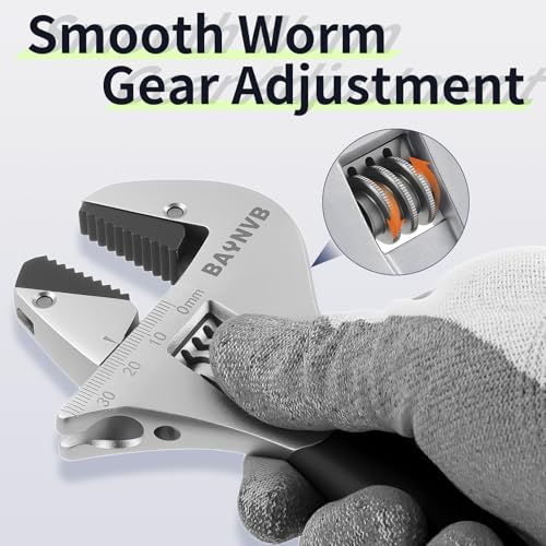 2 Pack Adjustable Wrench Set, 8-inch and 12-inch Wrench with Serrated Self-tightening Jaw, 25mm and 43mm Wide Jaw Opening Wrench for Plumbing, Automotive, Industrial - size: 2 Pack(8"+12")