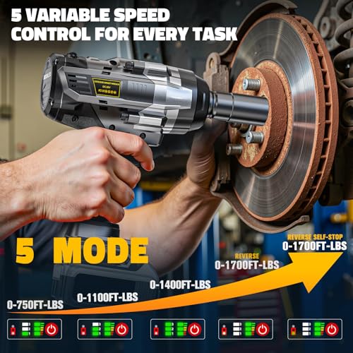 Cerycose Cordless Impact Wrench 1/2 inch Compatible with DeWalt 20V Battery: 1700FT-LBS High Torque Impact Wrench with 6 Sockets & Case - Brushless Electric Impact Gun LED Work Light, Bare Tool - size: 1/2inch, style: Fit for DeWalt（include 6 Sockets）