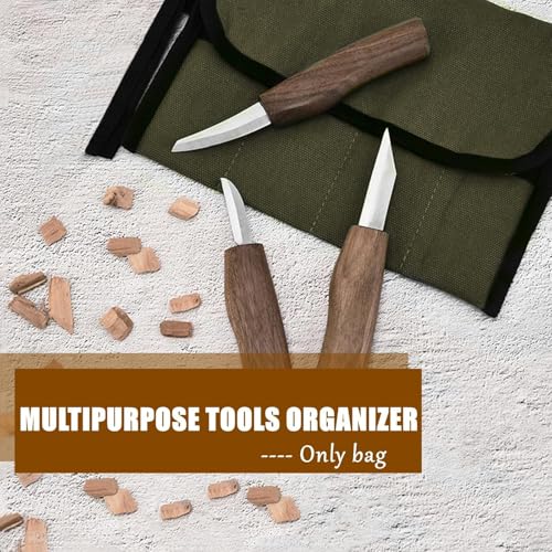 BLIRITEL Small Canvas Chisel Roll, Chisels Bag Tool Organizer with 4 Pockets, Metal Pry Bar Plier Wrench Roll Tool Pouch for Mechanic Carpenter Craftsman (Army Green) - color: Army Green