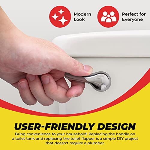 Qualihome Front Mount Chrome Toilet Handle Replacement Kit with 2 Inch Universal Toilet Flapper Replacement Kit and Stainless Steel Toilet Flapper Chain - color: Chrome