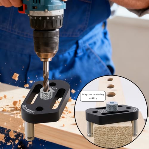 Self Centering Dowel Jig Kit with 8 Drill Bushings(3-10mm) and Storage Case - color: Dark Black