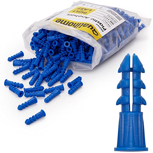 Qualihome Ribbed Plastic Drywall Anchors - Wall Anchors for Drywall - Plastic Screw Anchors for Secure Fastening (Bulk Pack, #10-12 x 1) - size: #10-12 x 1", style: Bulk Pack