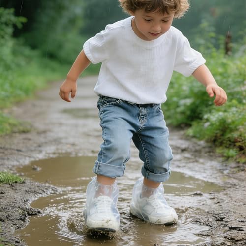10Pairs Waterproof Shoe Covers, Shoe Covers for Rain, Disposable Plastic Rain Shoe Covers for Men and Women Non-Slip Soles (child)