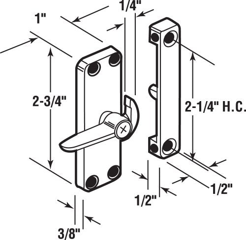 Prime-Line A 103 Chrome Screen Door Latch and Keeper (Single Pack) - color: Chrome