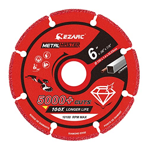 EZARC Diamond Cutting Wheel 6'' x 7/8 Inch for Metal, Cut Off Wheel with 5000+ Cuts on Rebar, Steel, Iron and INOX - style: 6 x 7/8 Inch