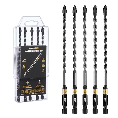 toolant 1/4" Serrated Eccentric Masonry Drill Bits, 5-Piece Set - size: 1/4"(5pcs)