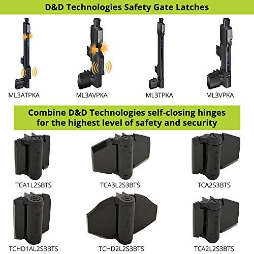 D&D TCA1S3WTS TruClose Regular Gate Hinge Square Metal Gates, White, 2 pcs. - color: White, size: Adjustable gate gap: 3/8”–7/8” gate frame to post