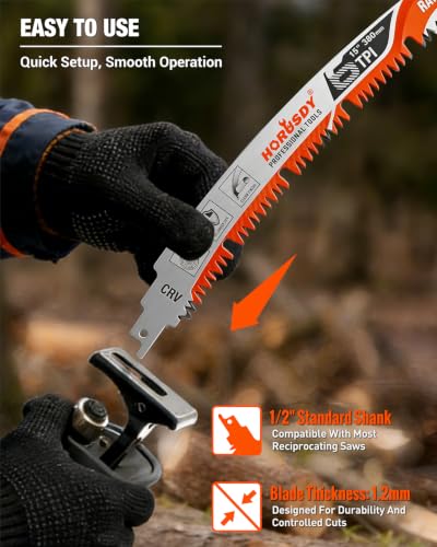 15 Inch Reciprocating Saw Blades, 5 Pack, 6TPI Japanese Teeth Arc Edge CR-V Steel Pruning Saw Blades for Tree Trimming and Wood Cutting, with Storage Case - style: 5-Pc 15" New Version