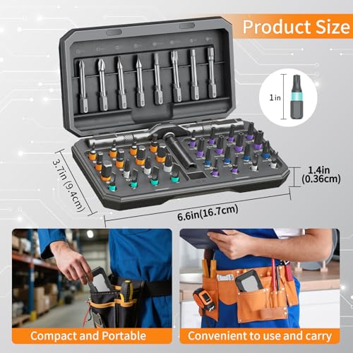 42 in 1 Magnetic Ratchet Screwdriver Set, Multi Bit DIY Magnetic Screwdriver Set with Detachable Ratchet Handle, Portable Precision Repair Tool Kit for Furniture, Electronics, Bicycle New Tools 2026 - size: 42 in 1