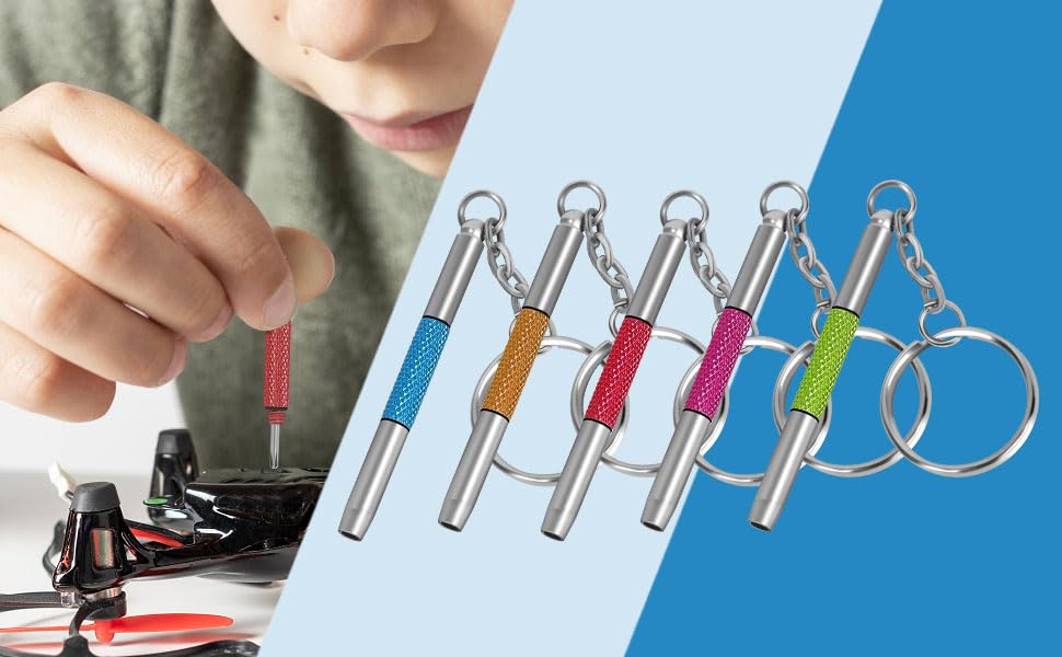 UNEAK Eyeglass Screwdriver Repair Kit Pink Green Yellow Red Blue Mini Glasses Screwdrivers Set Precision 3 in 1 Keychain, Sunglasses, Sunglass, Watch, Electronics, Eyeglasses, Flat Head, Phillips, Hex - color: Pink and Green and Yellow and Red and Blue